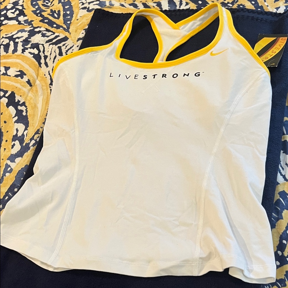 Nike Women's White and Yellow Tank Top